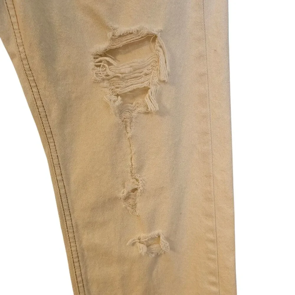BDG Urban Outfitters Distressed Cowboy Jean Cream White Wide Leg Size 30